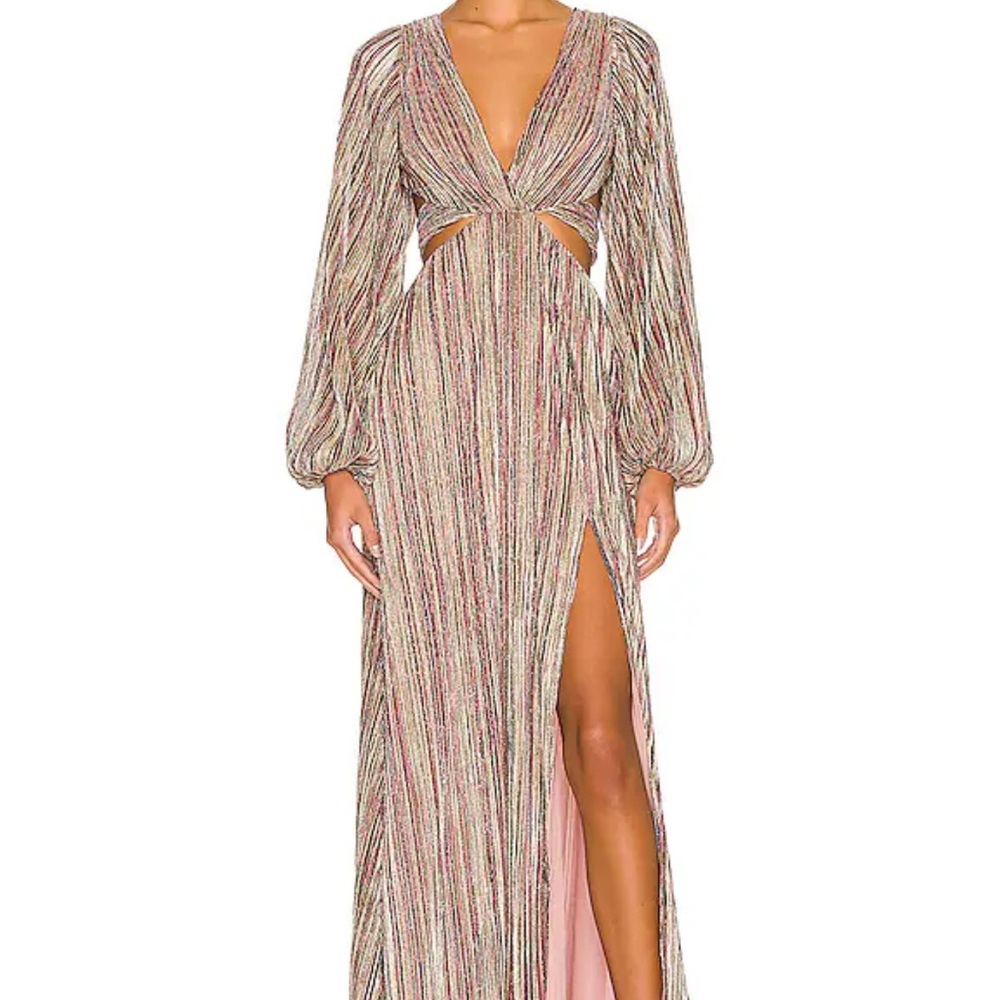 💕 NWOT House of Harlow 1960 Gold and Silver Plunge Gown